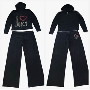Vintage Y2K Juicy Couture Rhinestone Terrycloth Jacket and Pants Tracksuit L/XL